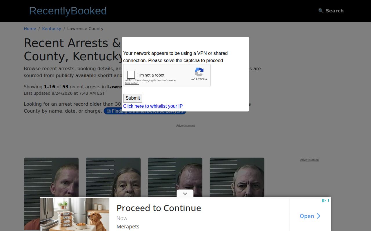 Unofficial RecentlyBooked Lawrence County crime news and mugshot listing