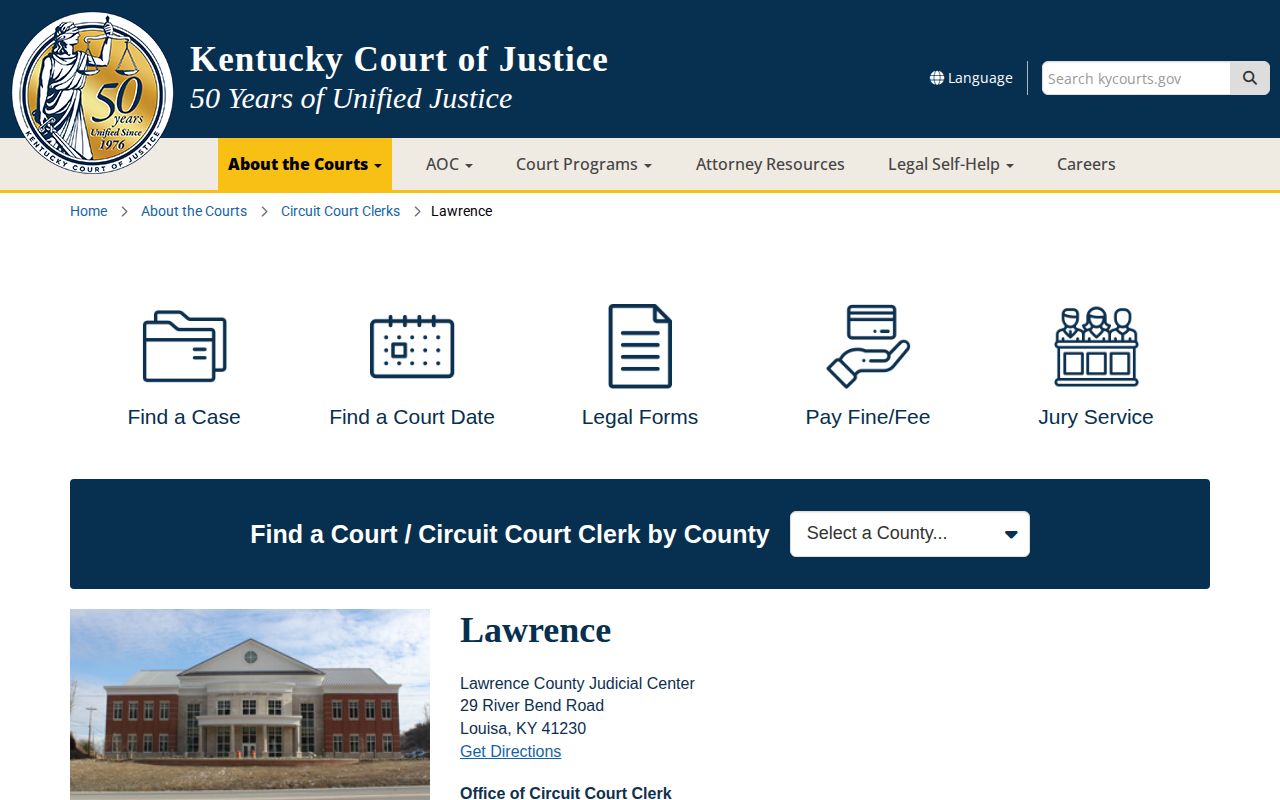 Lawrence County court record and booking disposition information